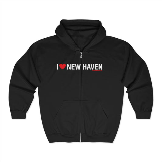 I Love New Haven Heavy Blend™ Full Zip Hooded Sweatshirt